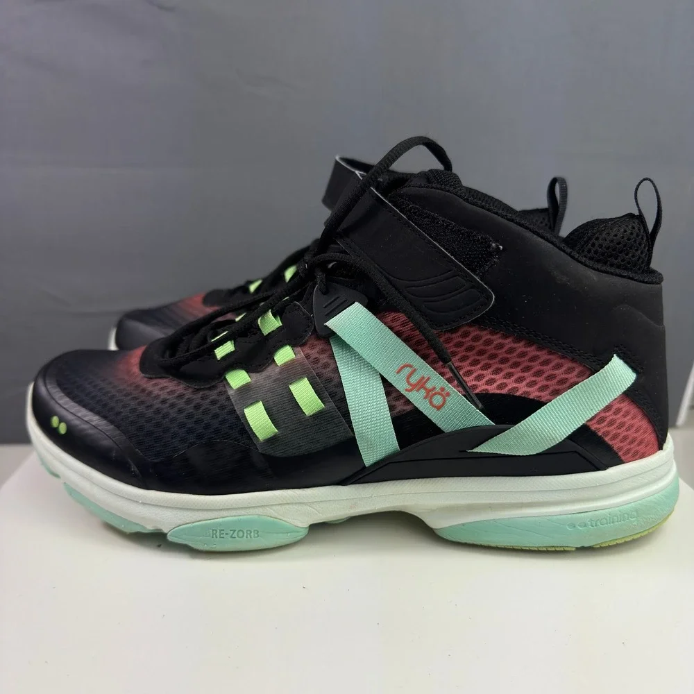 Ryka Devotion XT Mid Training Shoes Womens 11 Black Pink Mint Re-Zorb Athletic